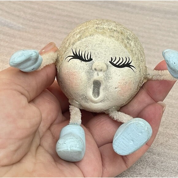 Lot of 6 VTG Anthropomorphic Snowball Head Shelf Sitters Painted Faces - Picture 4 of 12